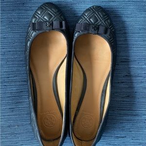 Tory Burch Marion Quilted Slip On Ballet Flats Nappa Leather w/Grosgrain bow